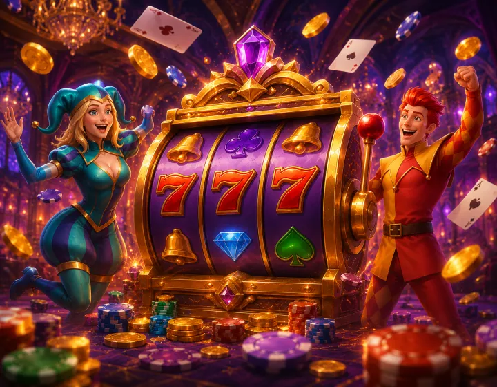 LolaJack Casino welcome offer with playing cards, chips and free spins reels